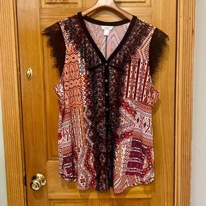 NWOT CJ Banks Women’s Cap Sleeve Top - Size 1X